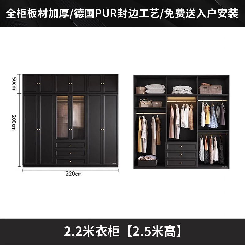 Vintage Style Wardrobe Black Cabinet Wardrobe for Home Bedroom Small Apartment Modern Simple Side Cabinet Top Cabinet Furniture Wardrobe