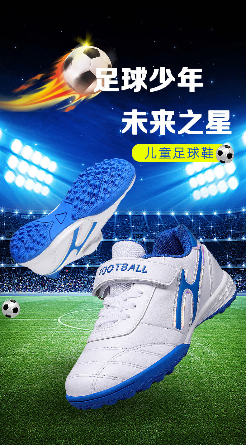 New football shoes for men and women with Velcro for children TF Broken Nail Style Youth Student Grassland Flat Training Shoes