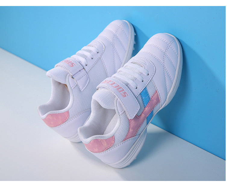 New football shoes for men and women with Velcro for children TF Broken Nail Style Youth Student Grassland Flat Training Shoes