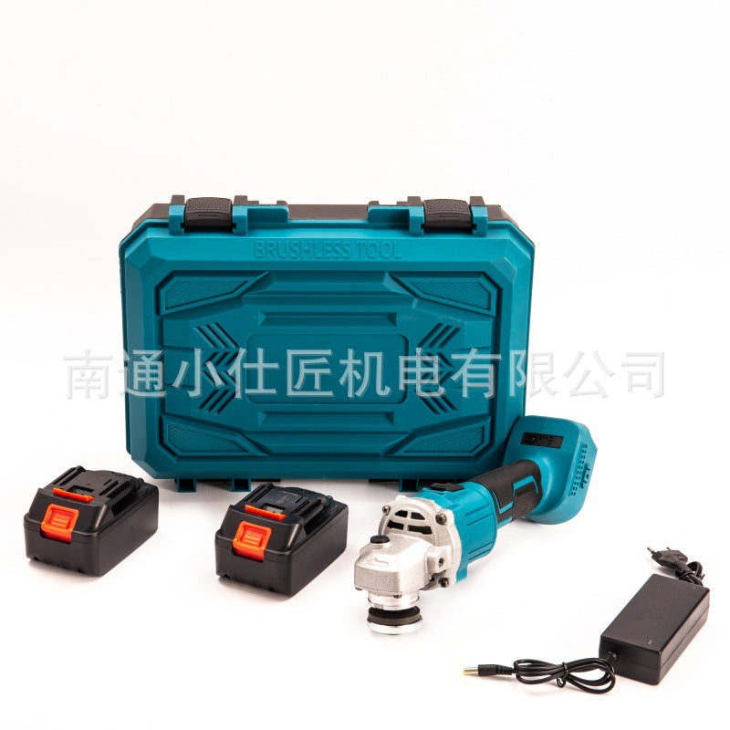 Two Batteries and One Charger Cross-Border Brushless Angle Grinder Cordless Handheld Household Grinding Cutting Angle Grinder