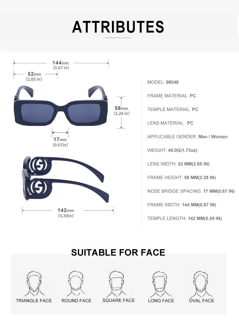 New Fashion Square Frame Sunglasses for Women, Unique Small Frame Sunglasses for Men, Wholesale Glasses sunglasses