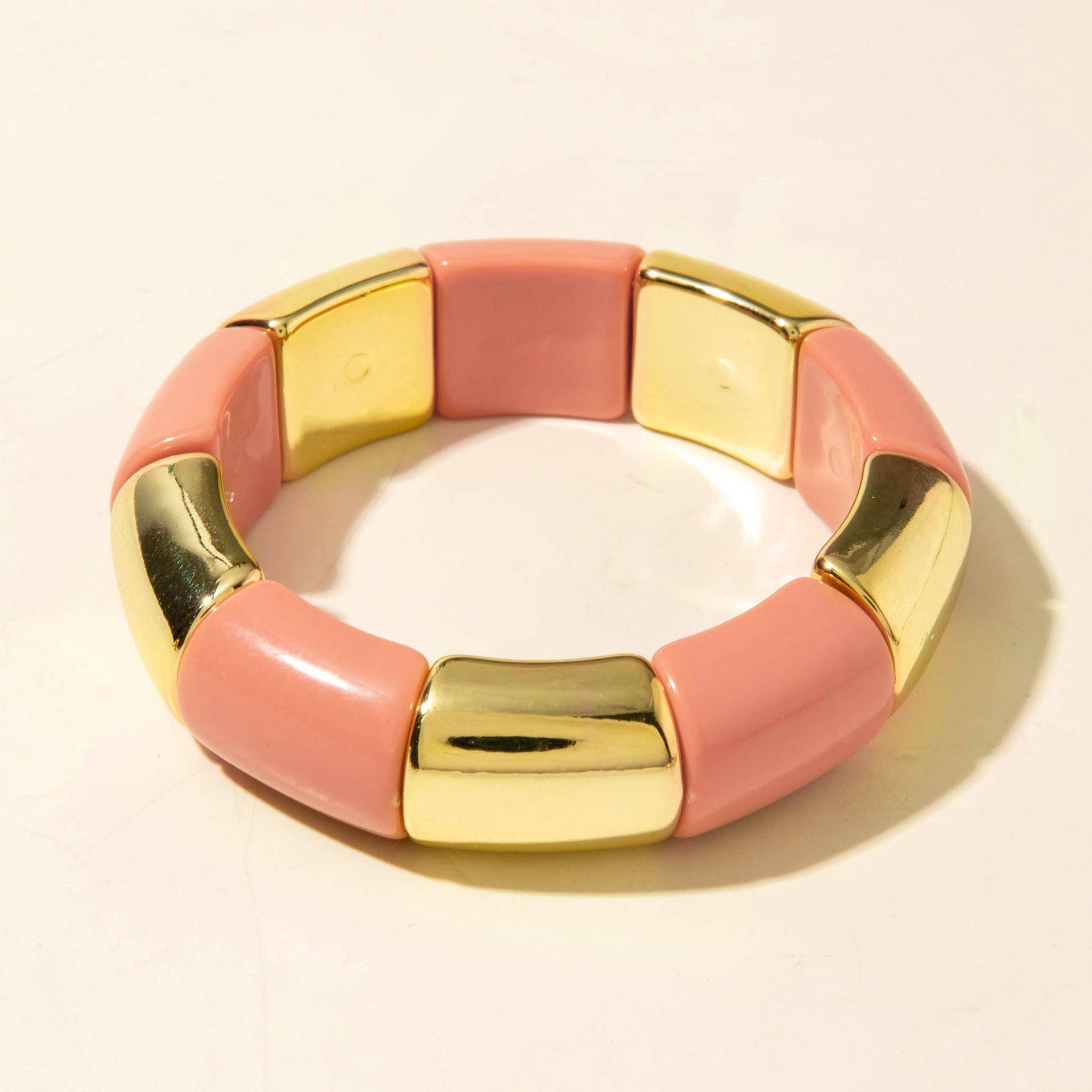 European and American Style Bohemian Bamboo Tube Color Block Elastic Beaded Bracelet Simple Fashion Bracelet Wholesale