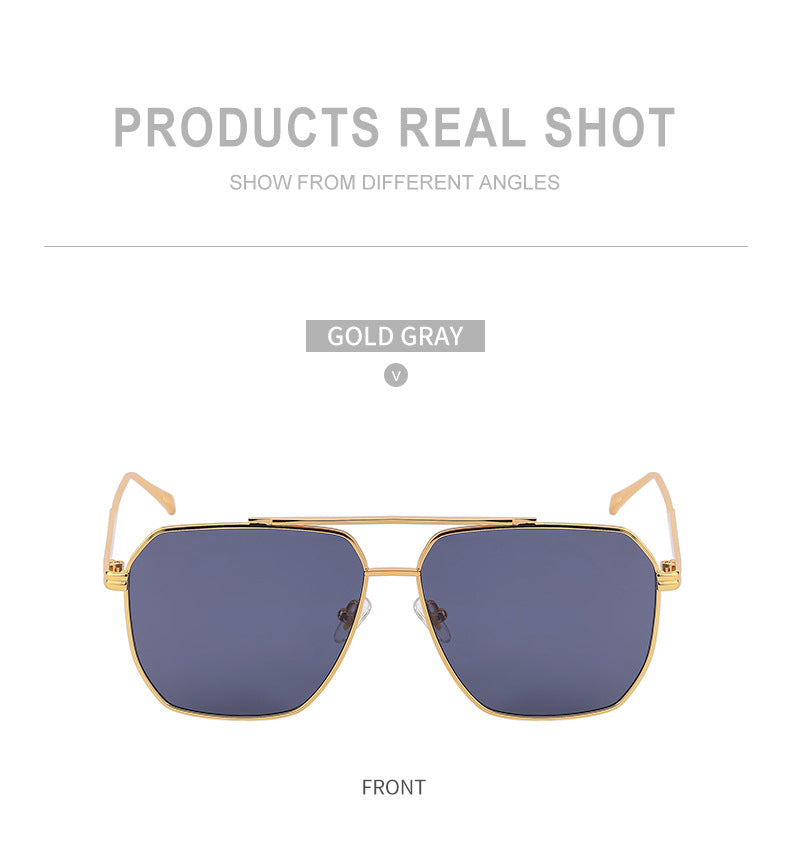 Men's Retro Double Bridge Sunglasses shades Europe and America ins Large Frame Sunglasses for Men Trendy Outdoor Cycling Glasses Wholesale