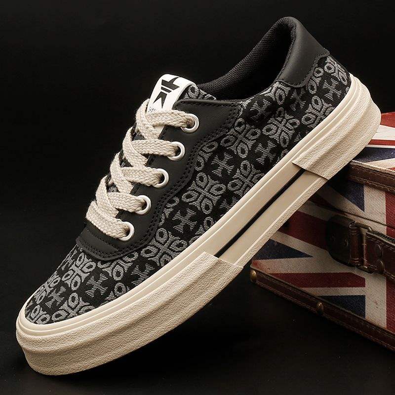 25138 Men's Flat Lace-Up Low-Top Canvas Shoes Retro Spring Trendy Sneakers Breathable Summer Casual Trendy Shoes