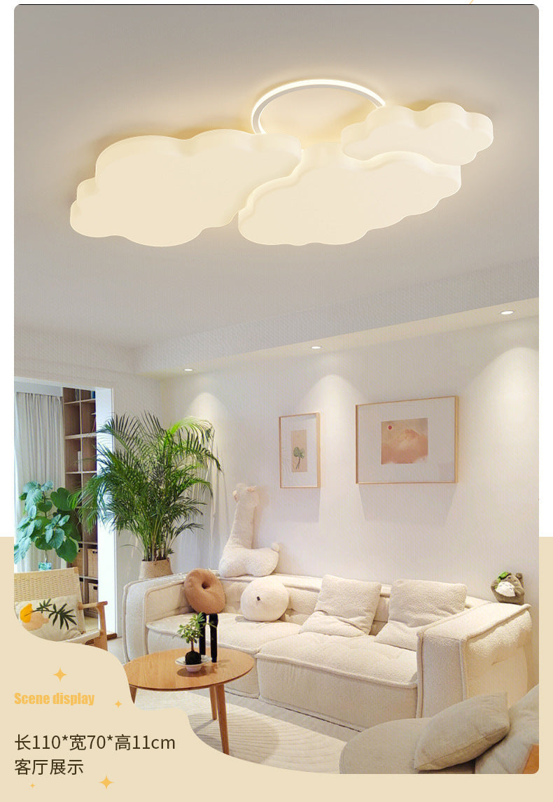 Full Spectrum Living Room Lamp Simple Modern Zhongshan Lighting Elegant Cream Style High-End Cloud Ceiling Lamp Set