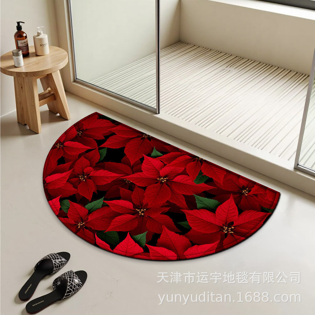 Christmas Decorative Doormat Crystal Velvet Non-Slip Door Mat Festive Atmosphere Entrance Door Mat Outdoor Dust Removal Mat
