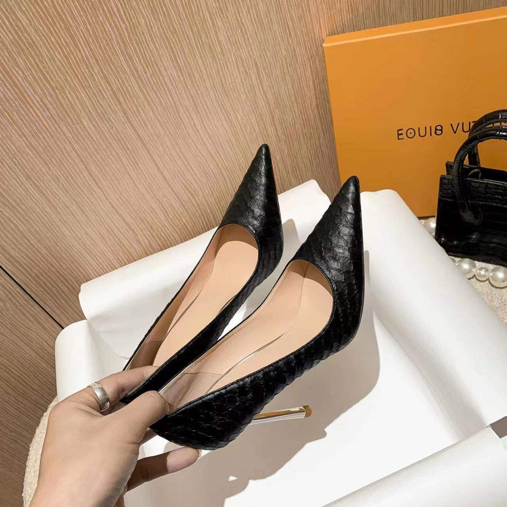 White High Heels Professional Elegant Goddess Style Paired with Dress Comfortable Thin Heel Pointed Toe Single Shoes Socialite Party