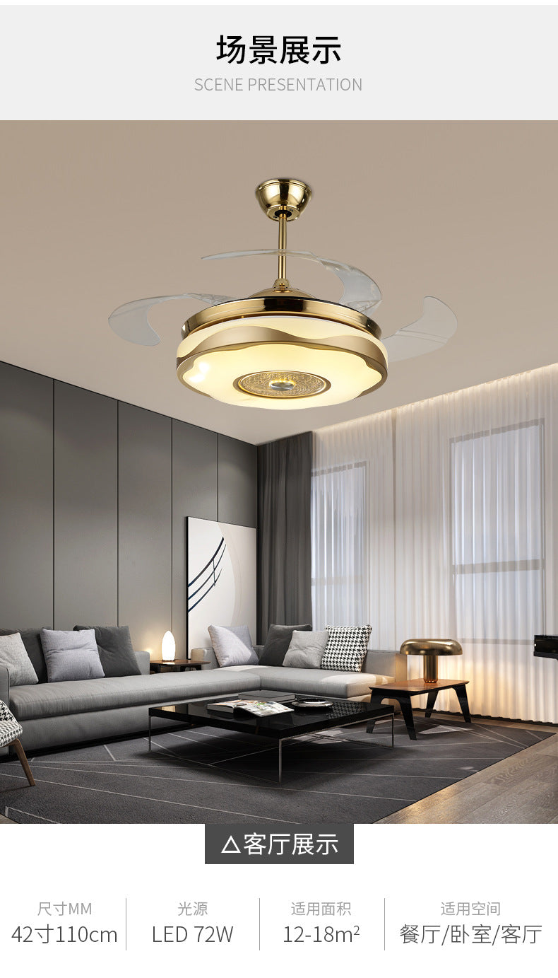 Living Room Ceiling Fan with Strong Wind Power Invisible Household Ceiling Fan Light for Bedroom and Dining Room, Integrated Fan Light with Light, Electric Fan Ceiling Light