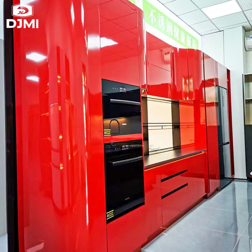 Luxury Attractive Kitchen Furniture Waterproof Stainless Steel Custom Design Glossy Kitchen Cabinets Pantry