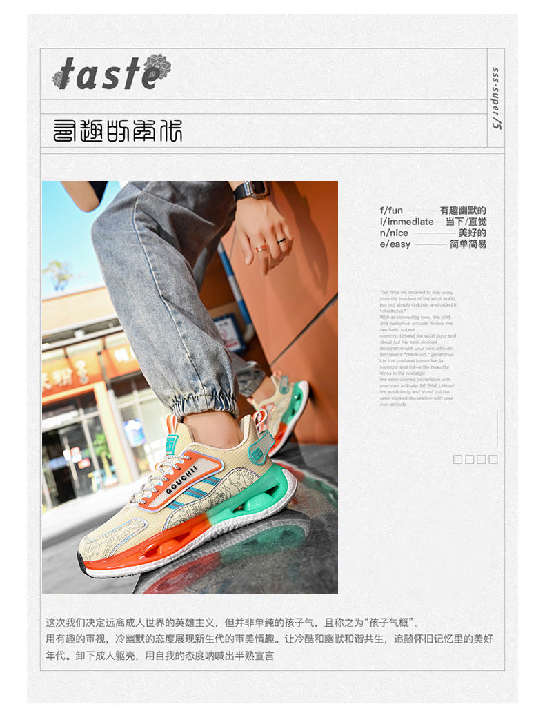 Autumn Hot-Selling Popcorn Rubber Non-Slip Wear-Resistant Sports Running Shoes Mesh Breathable Couple Trendy Casual Shoes