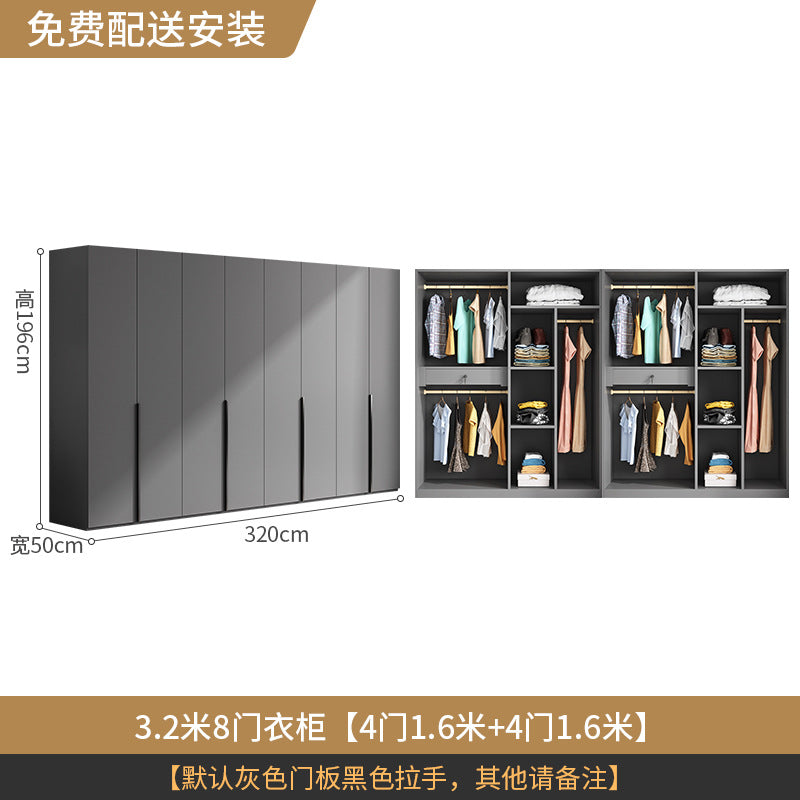 Flat Door Wardrobe Bedroom Dedicated Storage Cabinet Side Cabinet Shelf High-Grade Gray Color Matching Top-to-Top Wardrobe Free Delivery