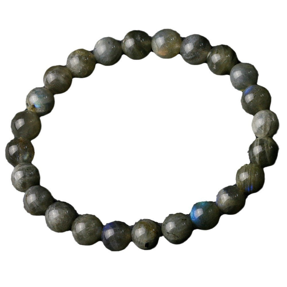 Men's Bracelet Versatile Jewelry Single Loop Handmade Elastic Cord Bracelet Beaded8mm Labradorite Bracelet