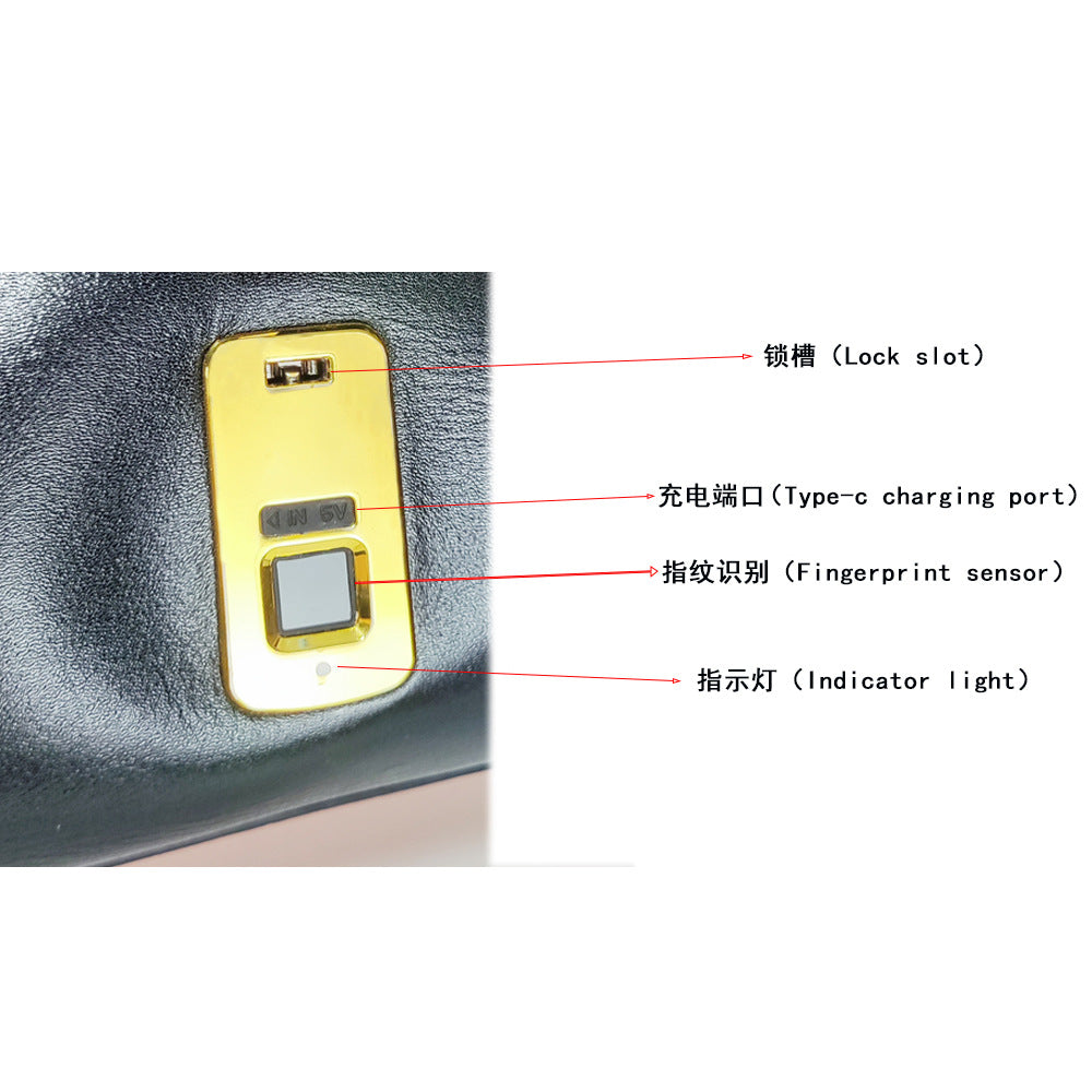 Fingerprint Unlock Bag Niche Genuine Leather Women's Bag High-end Flocked Top Layer Cowhide Single Shoulder Crossbody Commuter Underarm Bag