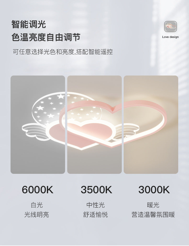 Cozy Eye Protection Bedroom Lamp led Simple Ceiling Light for Boys and Girls Princess Room Bedroom Creative Double Heart Lamp