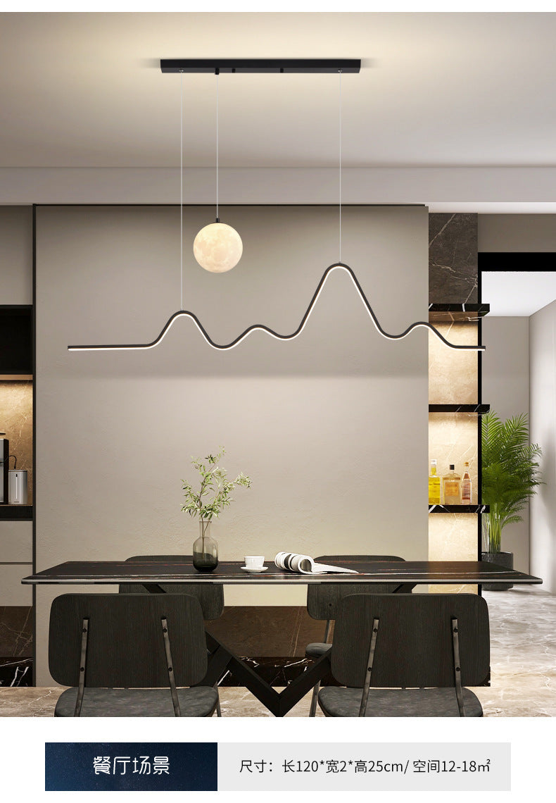 Restaurant Chandelier Light Luxury Dining Room Dining Table Bar Modern Minimalist Moon Lamp Minimalist Long Strip Guangdong Zhongshan Factory