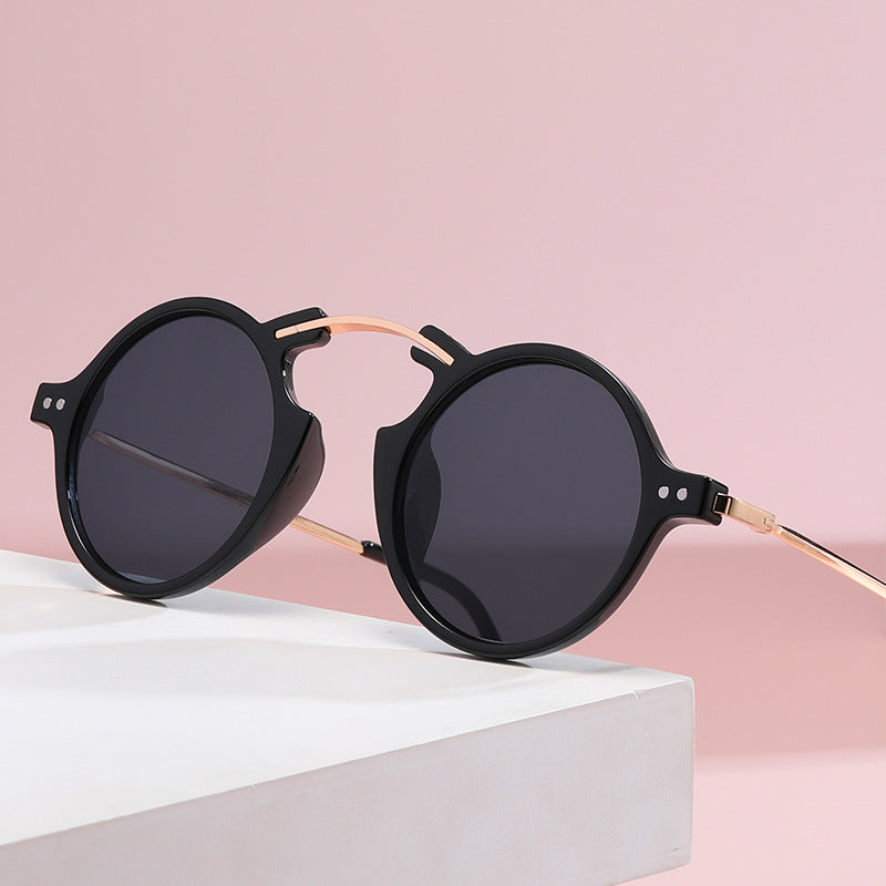Steampunk Small Frame Sunglasses for Women, European and American Trendy Round Frame Sunglasses, Unique Street Style Glasses for Women sunglasses