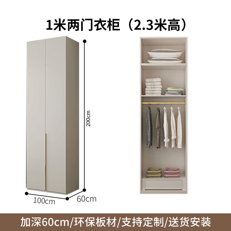 One-Door to Ceiling Heightened Solid Wood Wardrobe for Home Bedroom, Double Door Simple Assembly Cabinet, European Pine Board Storage Cabinet, Wardrobe
