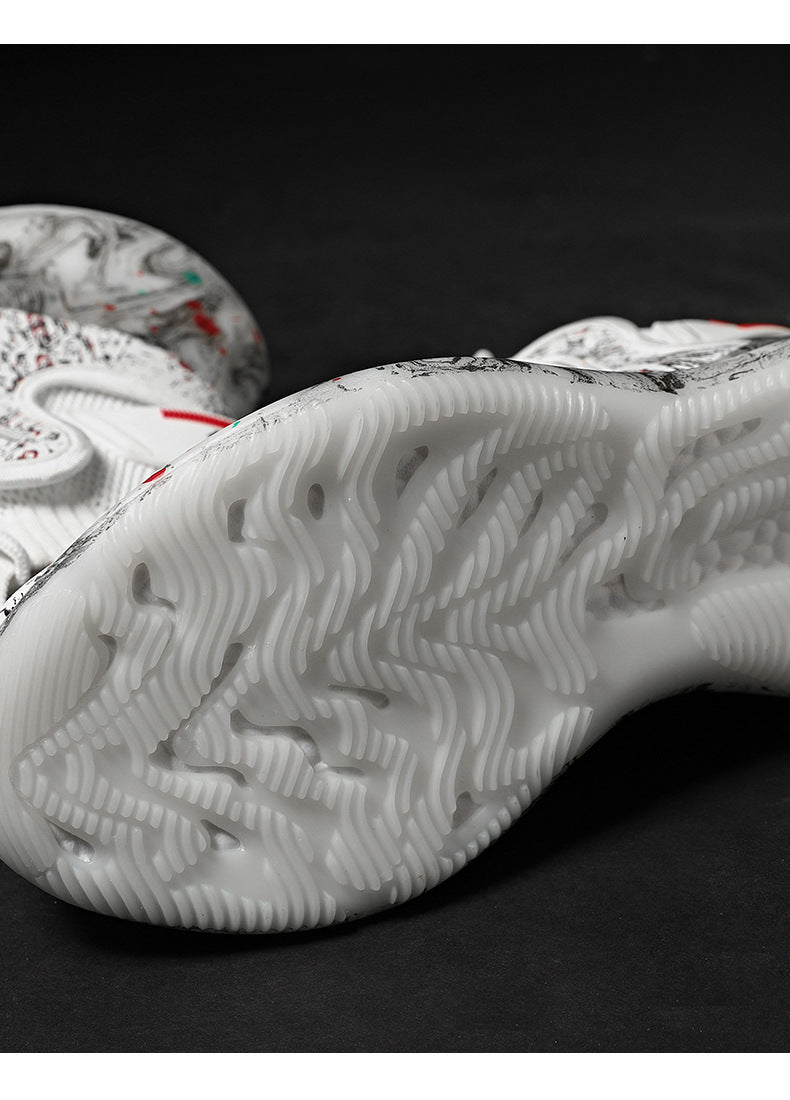 2025New National Fashion Casual Shoes Breathable Mesh Patchwork Men's Shoes Thick Sole Height Increasing Non-Slip Wear-Resistant Sports Shoes