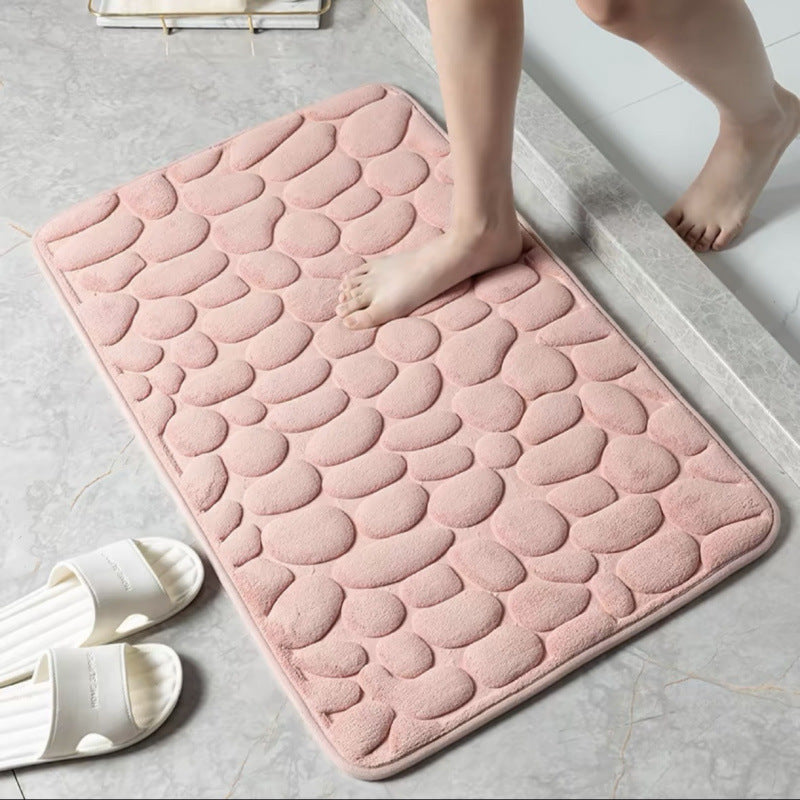 Bathroom Floor Mat Pebble Embossed Entrance Door Mat Absorbent Foot Mat Toilet Quick-Dry Non-Slip Rug