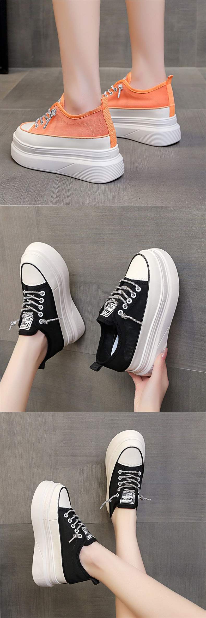 Thick-soled inner height-increasing white sneakers for women with breathable mesh2025Summer New All-Matching8cm Small Size Casual Platform Shoes