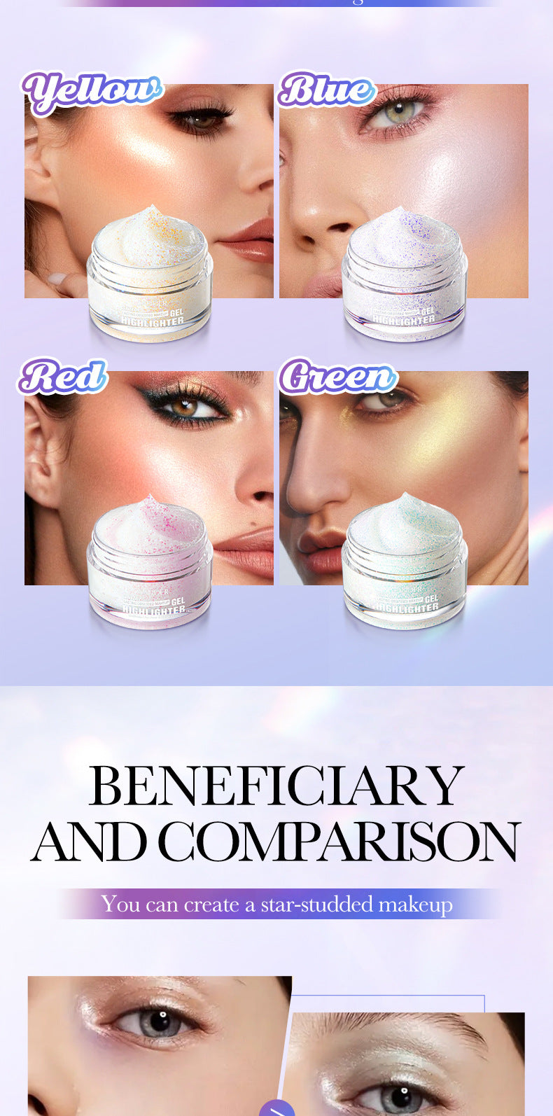 Colorful Highlight Gel SADOER Increase Facial Highlight Makeup Gel Cross-Border Wholesale