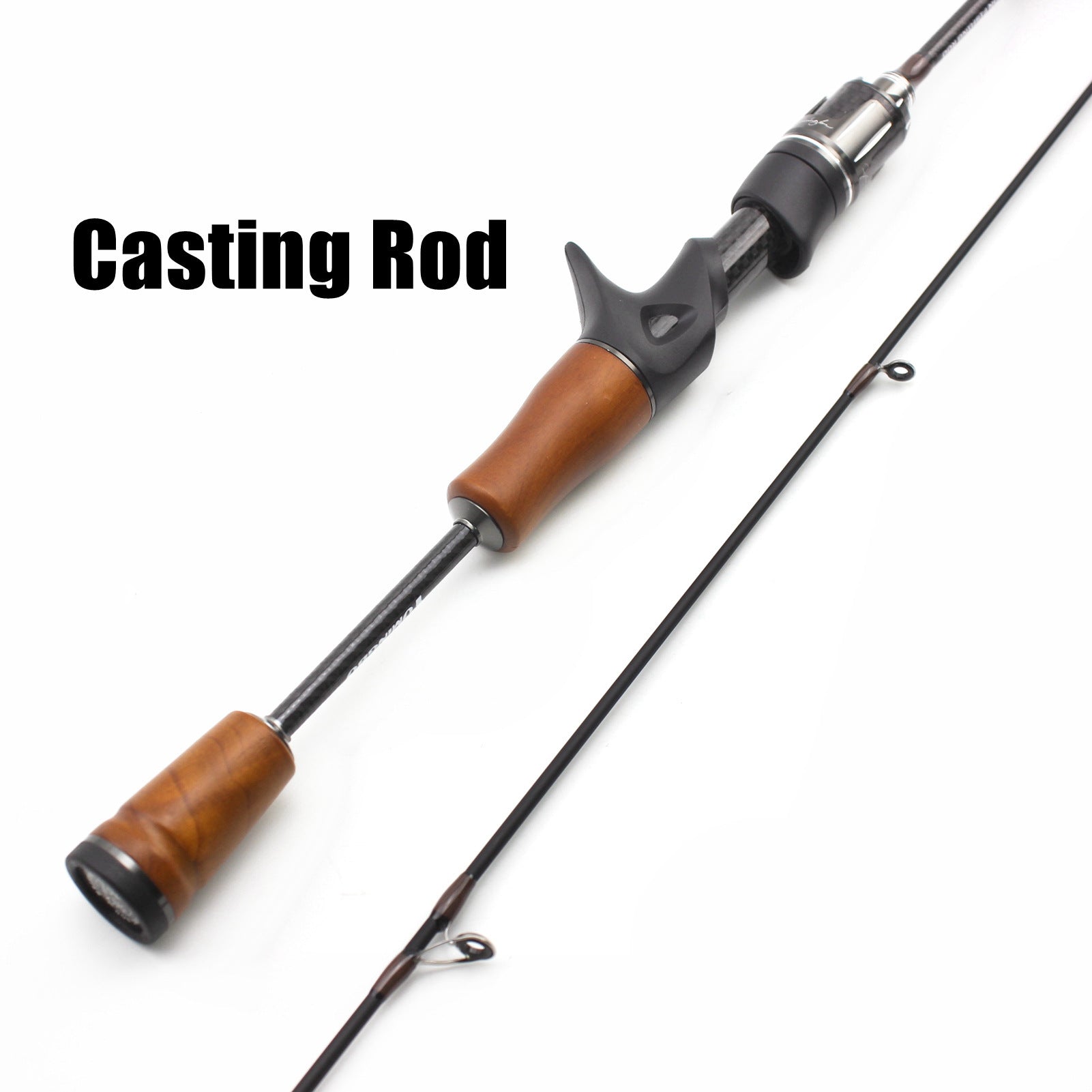 1.39Carbon Fiber UL High-end Lure Fishing Rod with Solid Wood Handle for Bass and Minnow, Straight Handle Gun Handle Rod