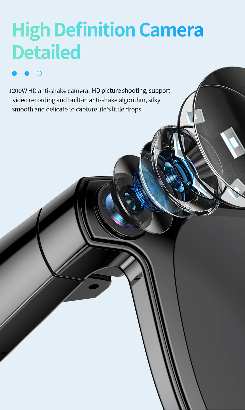 JS01 Pro Smart Glasses1200100 Megapixel Camera AI Simultaneous Translation Character Recognition Anti-Shake Video Recording Audio Recording