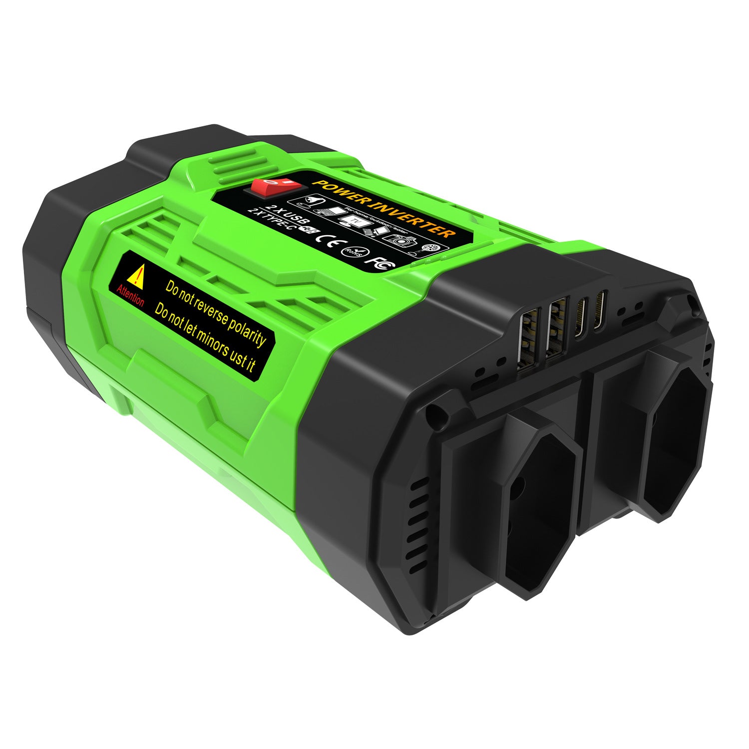 Brazilian Socket Car Inverter200W300W600W12V Turn110V/220V Double Socket USB/Type-C