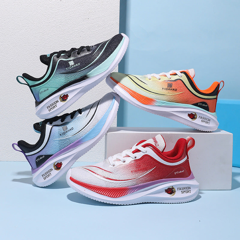 Children's Running Shoes Spring Summer Boys and Girls Shoes Flyknit Lightweight Breathable Elementary School Students Racing Sports Shoes for Young Children