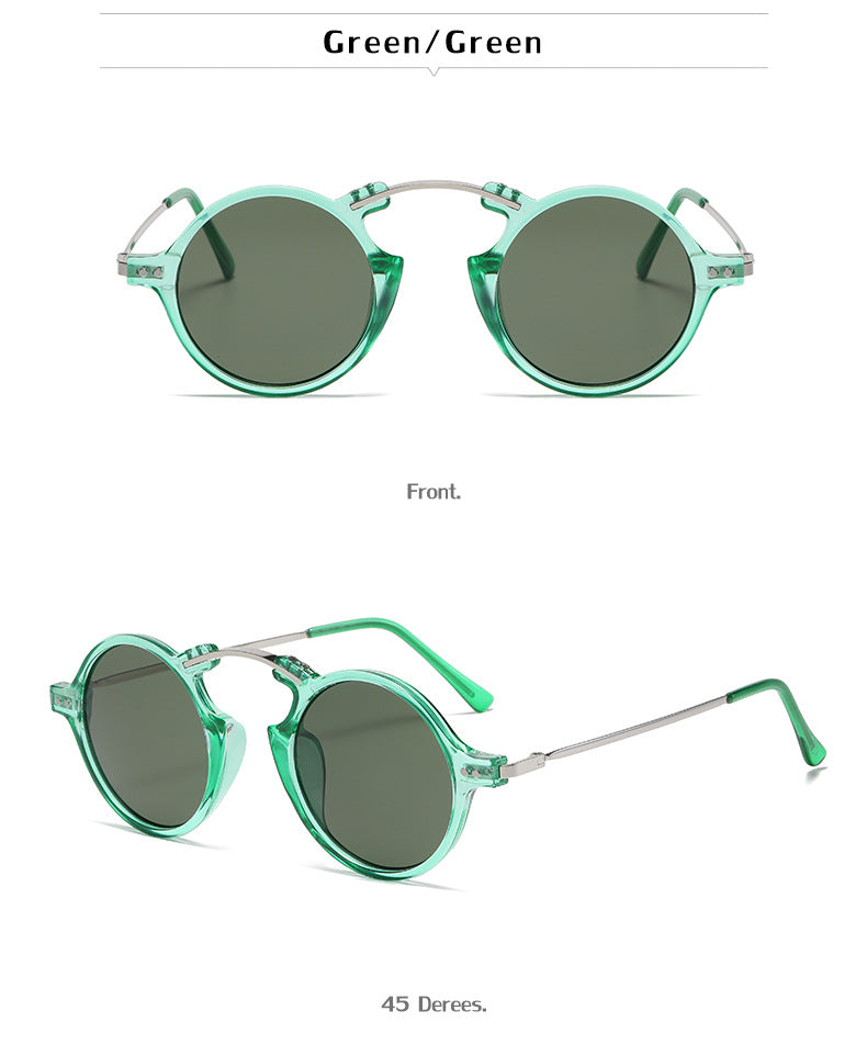 Steampunk Small Frame Sunglasses for Women, European and American Trendy Round Frame Sunglasses, Unique Street Style Glasses for Women sunglasses
