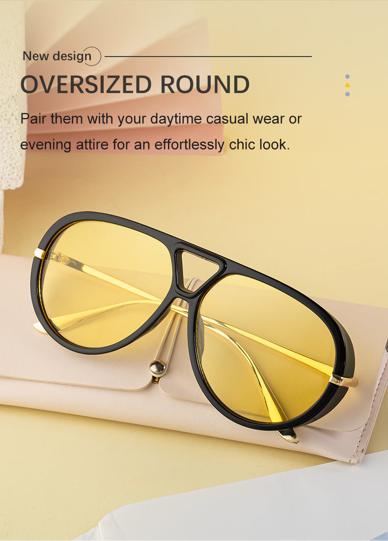 2025New European and American Style Toad Sunglasses for Men, Double Bridge Aviator Glasses, Outdoor Sun Protection Sunglasses for Men