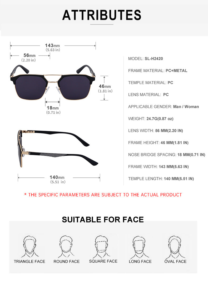 European and American Fashion Cat Eye Sunglasses for Men, Unique High-End Feel, Men's Driving Glasses Wholesale shades