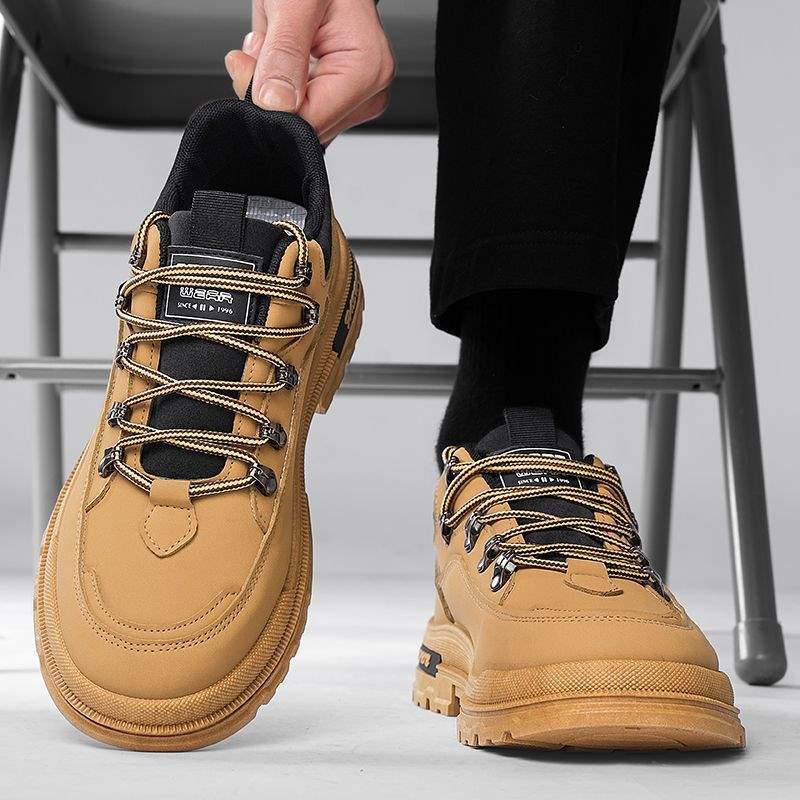 Men's Shoes2025Spring New Thick-Soled Height-Increasing Versatile Retro Low-Cut Martin Boots Men's Outdoor Hiking Mountaineering Shoes