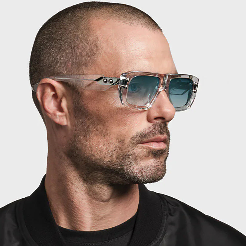 2025New Fashion Square Frame Sunglasses for Men, High-End Personality Outdoor Trend Driving Sun Protection Sunglasses for Men