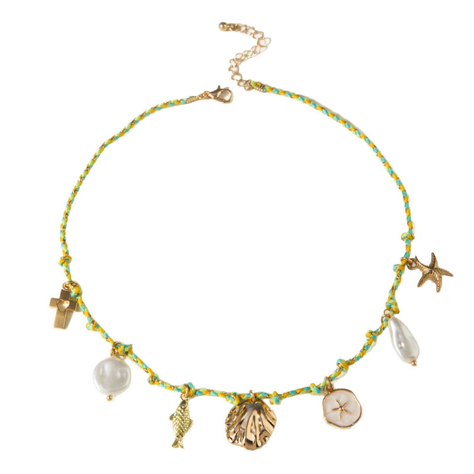 European and American Ornament Fashion Ocean Style Shell Alloy Pendant Braided Necklace Bohemian Shell Jewelry