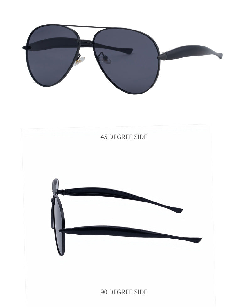 Toad-shaped Metal Sunglasses2025New Retro Plain Sunglasses High-End Feel Women Street Style Trendy Sunglasses