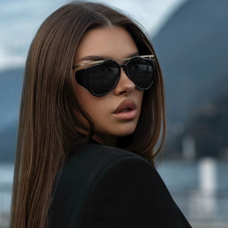 Europe and America INS Fashionable Sunglasses for Women, Irregular Cat Eye Sunglasses, Trendy Full Frame Sun Protection Glasses sunglasses