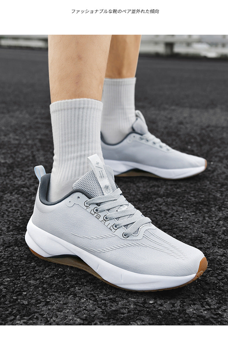 Summer Men's Fashion Breathable Sneakers Student Outdoor Trendy Lace-up Thick-soled Low-top Casual Running Shoes