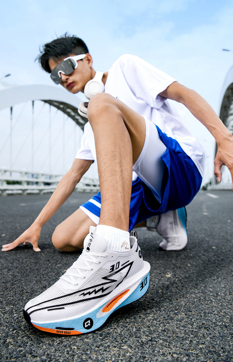 2025New Fashionable Casual Breathable Comfortable Running Shoes with Real Carbon Plate High Elasticity Shock Absorption for Student Training Sports Shoes