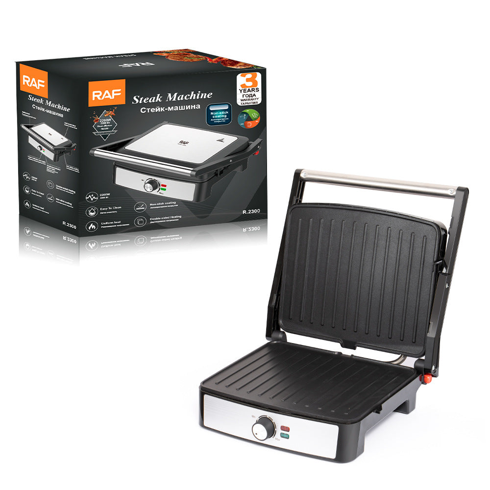 RAF European Standard Household Double-Sided Heating Breakfast Machine Grilled Meat and Sausages Toaster Steak Grill Machine R2300