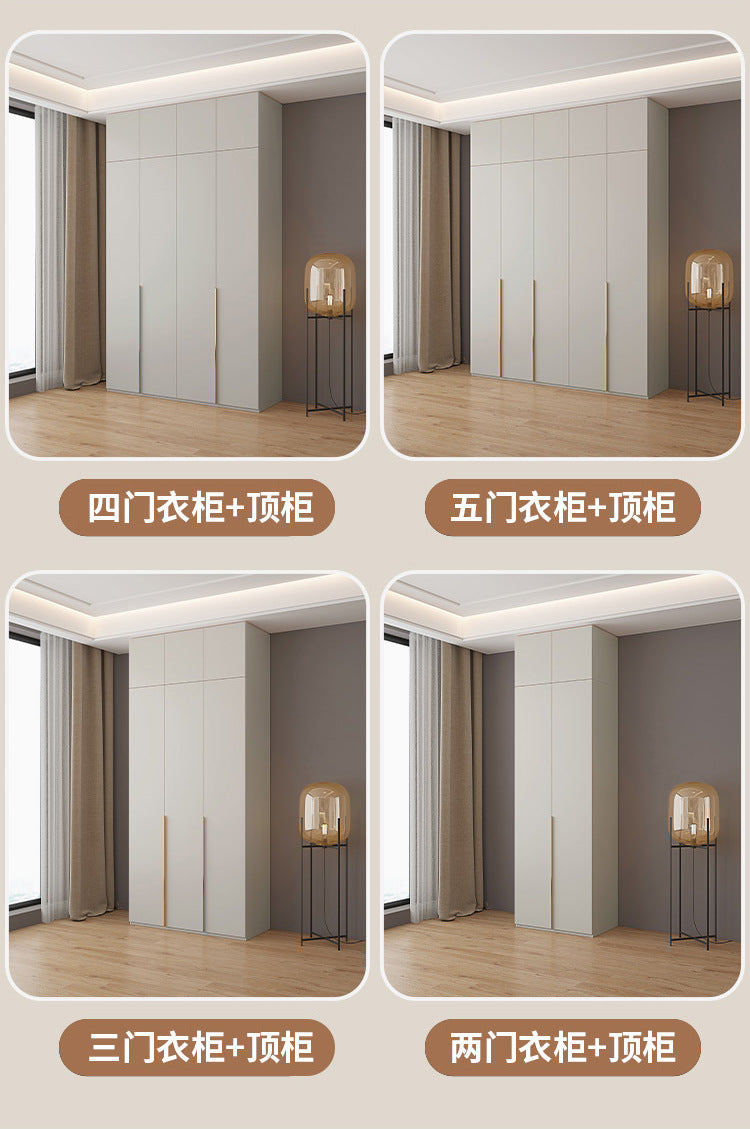Custom Solid Wood Wardrobe for Home Bedroom Modern Simple Cream Style Hot-Selling Storage Cabinet One-Door to Ceiling Large Wardrobe