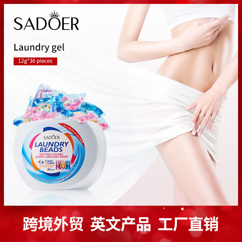 Full English Laundry Pods SADOER Deep Cleaning Clothes Clean Laundry Detergent  Foreign Trade Wholesale