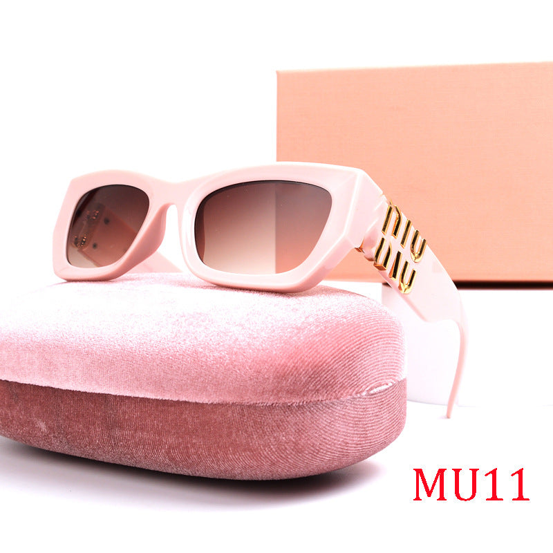 MU11Fashion Square Frame Letter Leg Sunglasses UV Protection Unisex Trendy Cat Eye Retro
