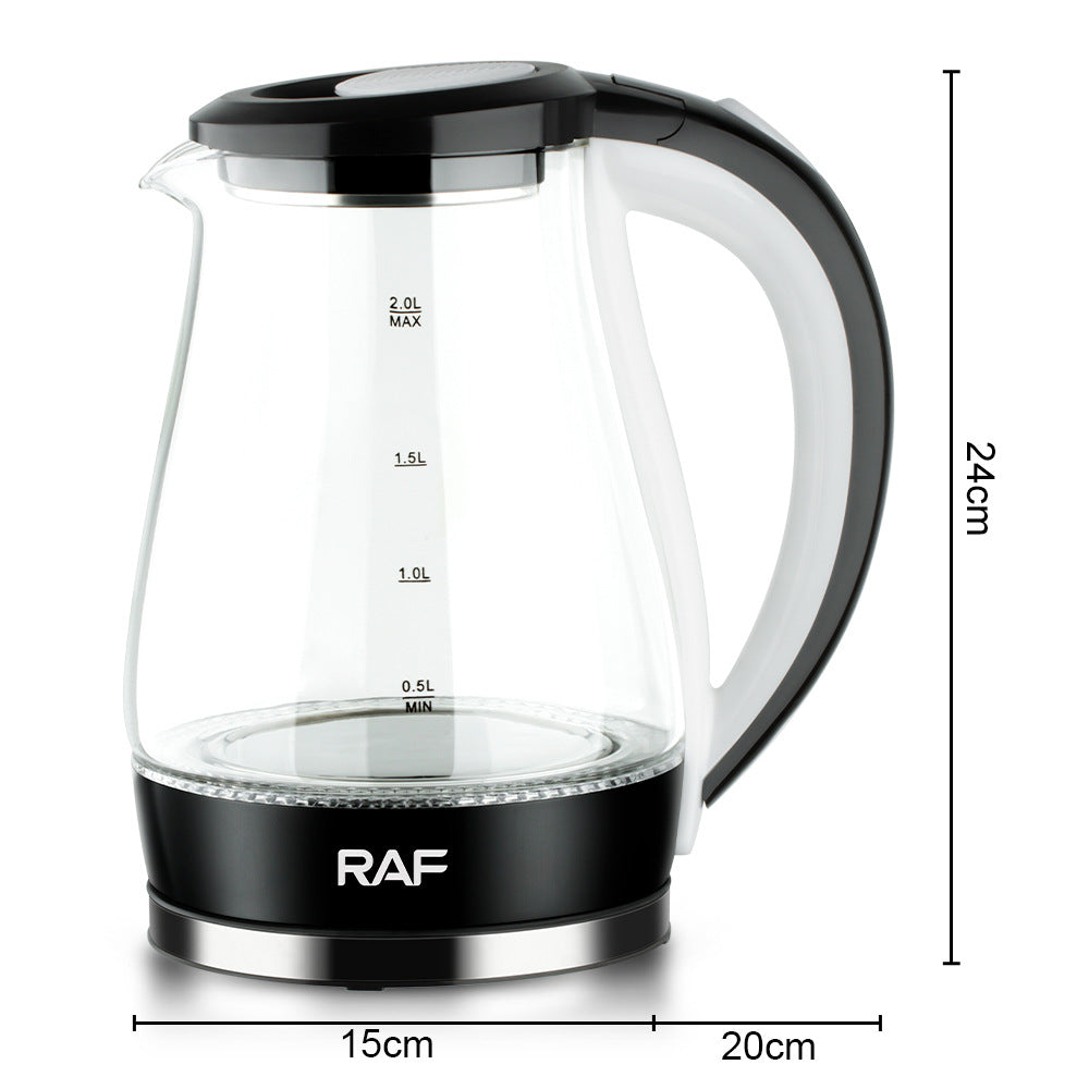 RAF European Standard Visible High Borosilicate Glass Kettle Automatic Power-off Electric Kettle High Power2L