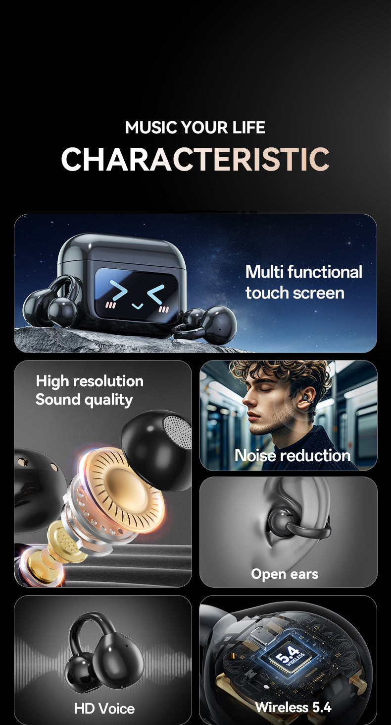 M100Hot-selling Popular Clip-on Touch Smart Color Screen High-Quality Bluetooth Earphones Wholesale from Factory Source