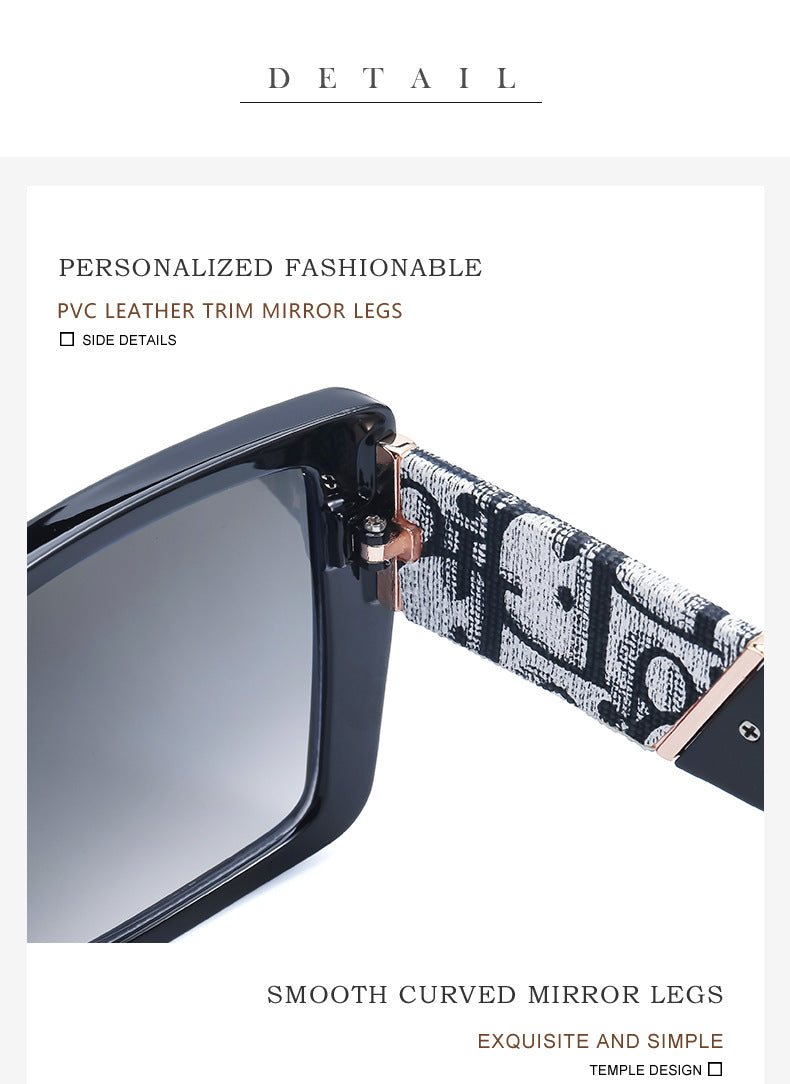 New Fashion Large Frame UV Protection Sunglasses for Women Square Frame Sunglasses European and American Style Glasses