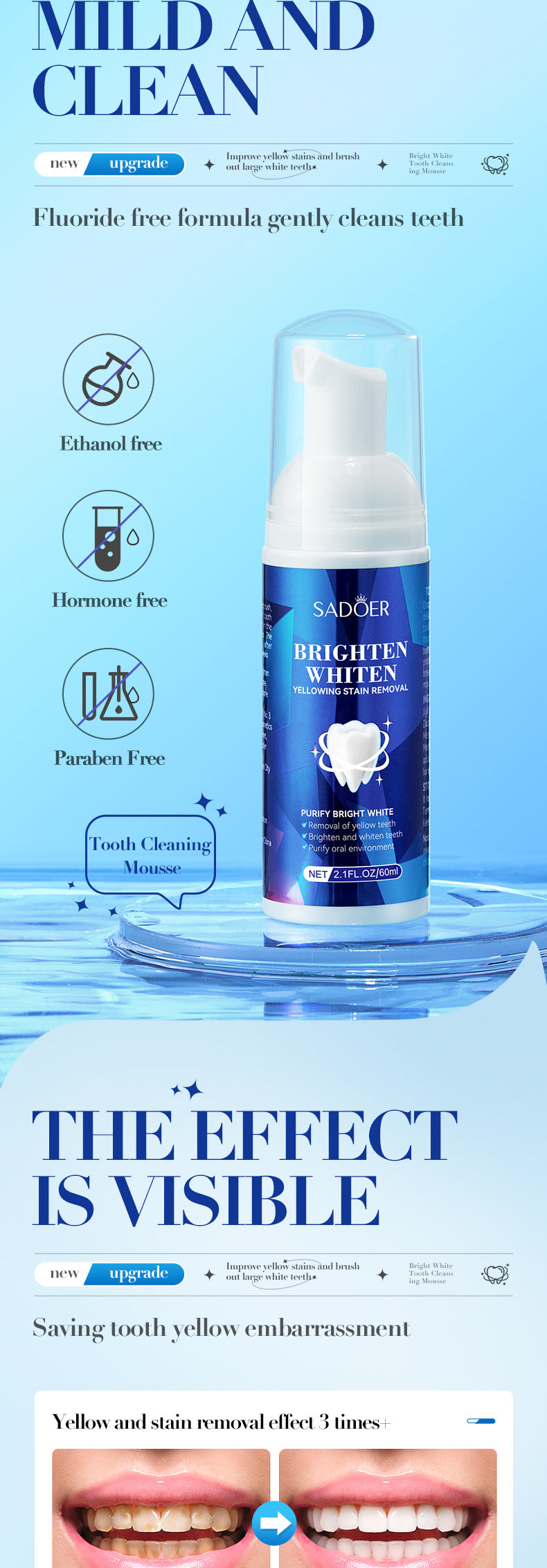 Full English Teeth Cleaning Mousse60mlSADOER Clean Tartar, Gum, Teeth, Oral Care,  Foreign Trade Wholesale