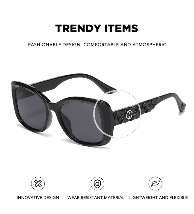 2025New European and American Fashion Large Frame Cat Eye Sunglasses for Women High-end Sun Protection Sunglasses for Women Trendy sunglasses