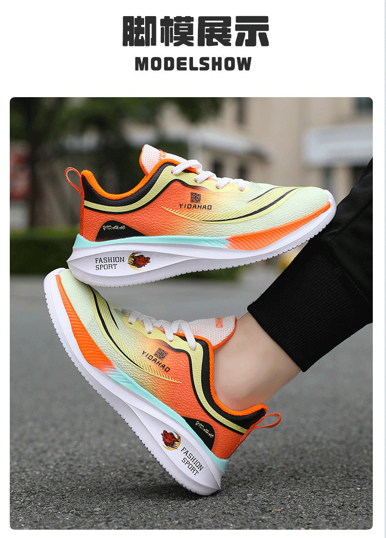 Children's Running Shoes Spring Summer Boys and Girls Shoes Flyknit Lightweight Breathable Elementary School Students Racing Sports Shoes for Young Children