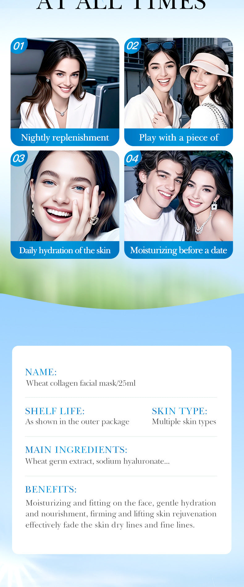 Cross-border Face Mask25ml Plant Series Wheat Olive Moisturizing Hydrating Mask Export Manufacturer Wholesale